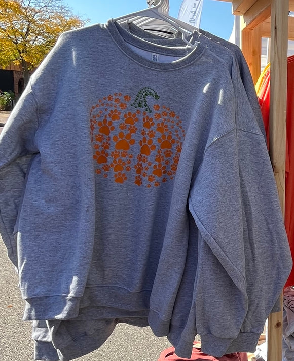 Paw print pumpkins- crewneck sweatshirt