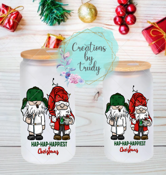 Hap hap happiest Christmas- can style glass drinkware