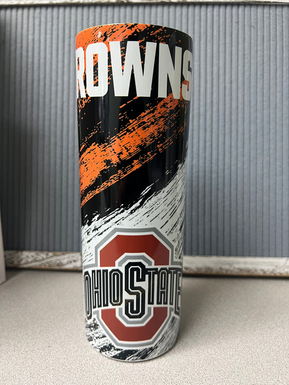 Browns and Buckeyes football- 20oz stainless steel sublimated Tumbler