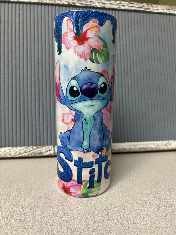 Stitch glitter drip- 20oz stainless steel sublimated Tumbler