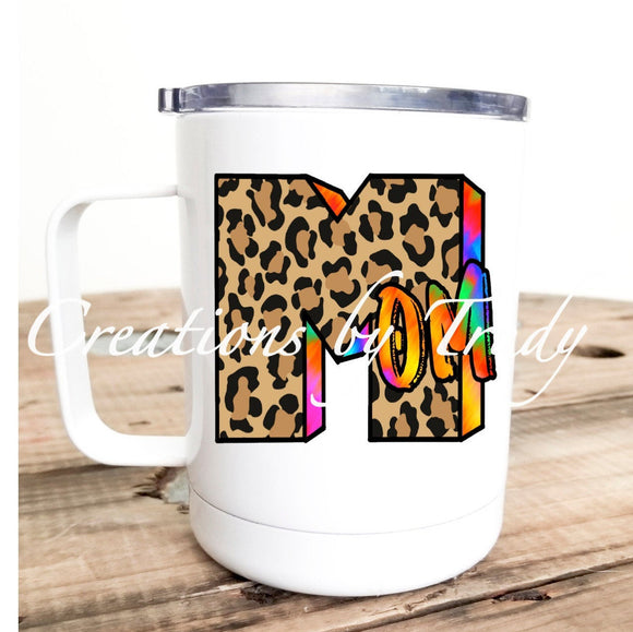 Tumbler/ Cup- Rainbow cheetah print mom