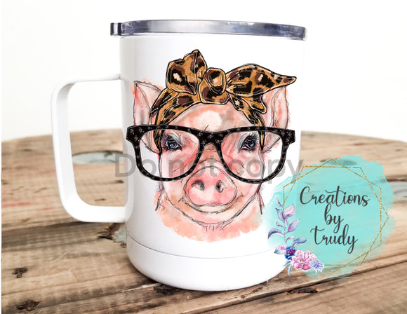 Tumbler/ Cup- pig with bow