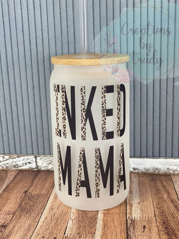 Inked Mama- can style glass drinkware