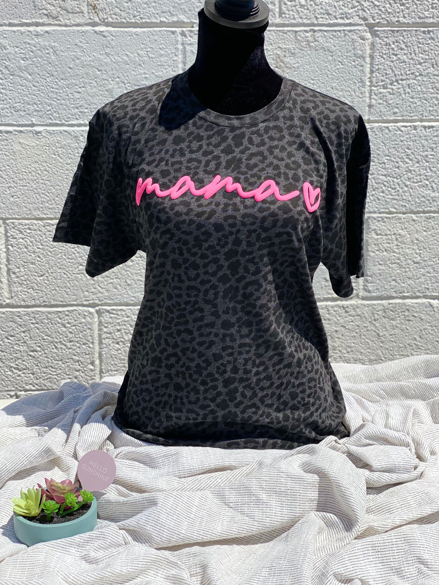 Cheetah print puffy vinyl MAMA- TSHIRT – Creations by Trudy