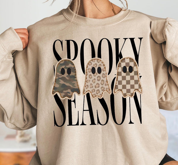 Fun Ghost spooky season- Embroidered Sweatshirt