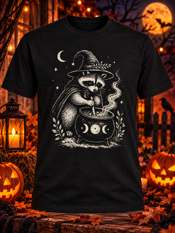 Raccoon witch tee
