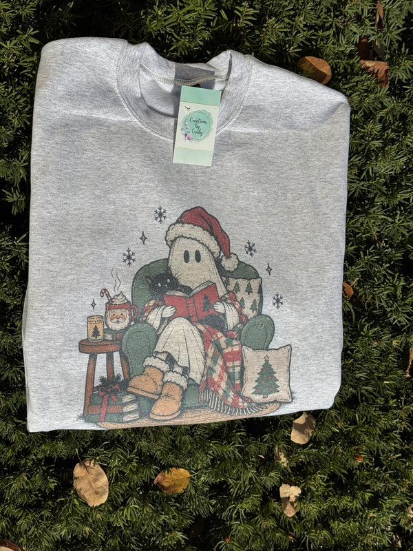 Cozy Christmas reading sweatshirt