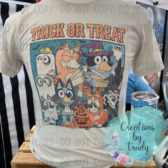 Halloween Bluey trick or treat- T SHIRT