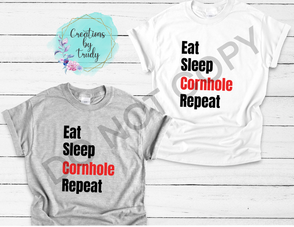 Eat sleep cornhole repeat T-SHIRT