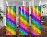 Tumbler- Rainbow swirl glitter