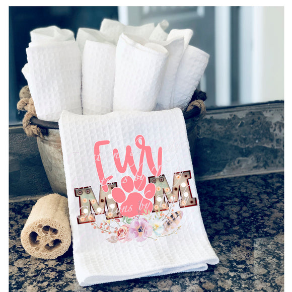 Hand Towel- fur mom pink paw print