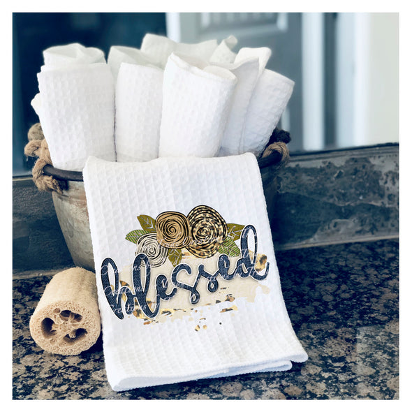 Hand Towel- Blessed blue jean floral