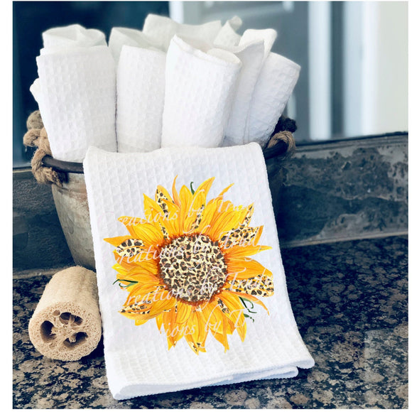 Hand Towel- cheetah print sunflower