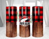 Tumbler- Buffalo plaid, wood grain, don’t mess with bear