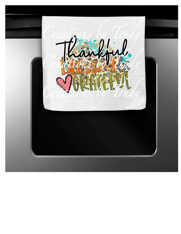 Hand Towel- Thankful, blessed, grateful