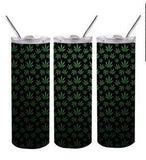 Tumbler- green leaf pattern