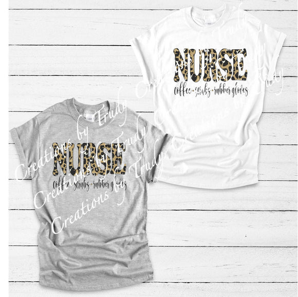 Nurse, coffee scrubs rubber gloves- TSHIRT