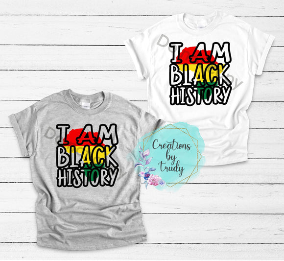 I am black history, Africa, green yellow red- T SHIRT