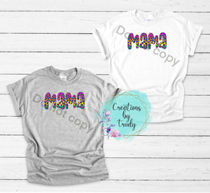 Mama rainbow cheetah print- T SHIRT