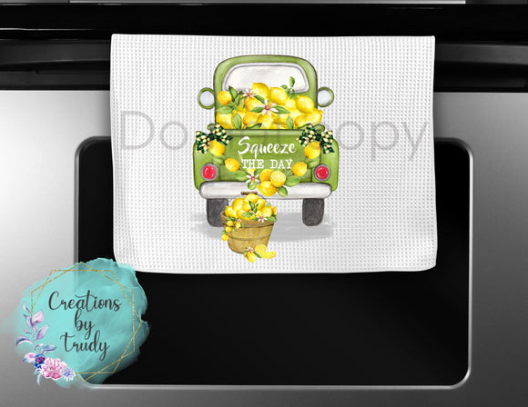 Hand Towel- Squeeze the day lemon truck