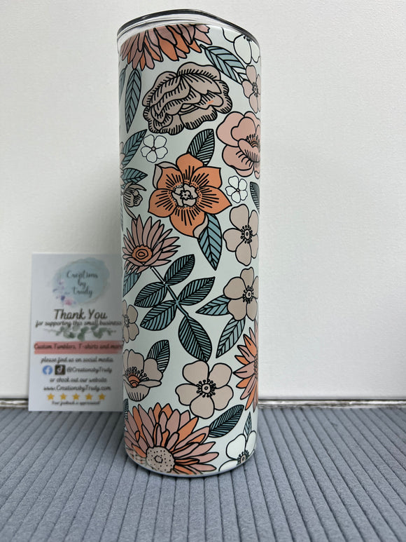 Floral hand painting- 20oz stainless steel Tumbler