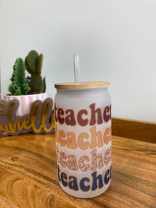Teacher retro- can style glass drinkware