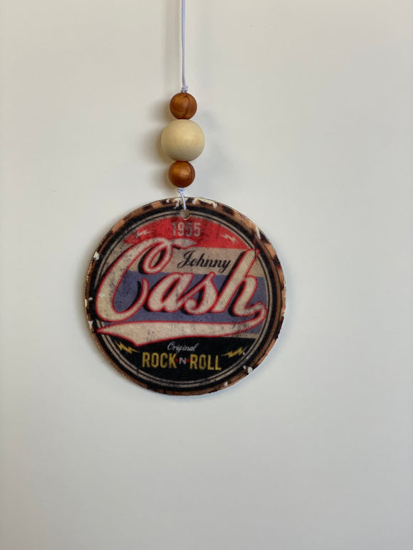 Johnny Cash rock n roll - car charm/ scent circle