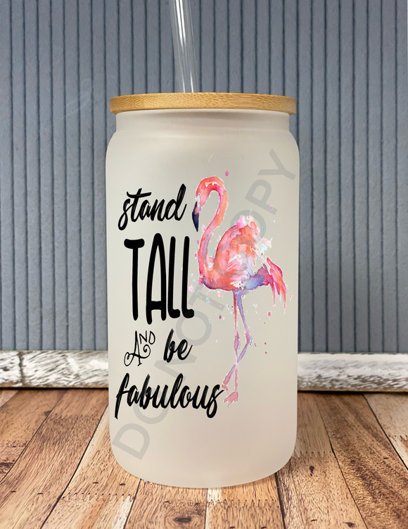 Stand tall and be fabulous- frosted beer can glass with bamboo lid