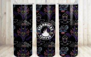 Disney villains neon lights Starbucks coffee- 20oz stainless steel sublimated Tumbler