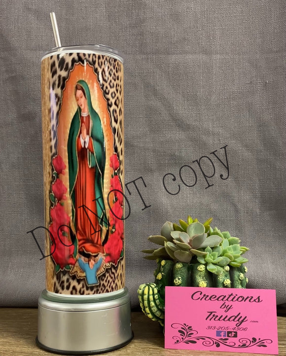 Our lady of Guadalupe with southern prints- 20oz stainless steel Tumbler