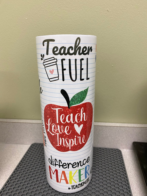 Teacher sayings on paper - 20oz stainless steel Tumbler