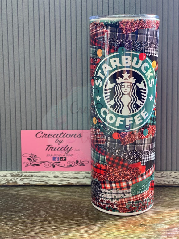 Starbucks Christmas pattern with lights - 20oz stainless steel Tumbler