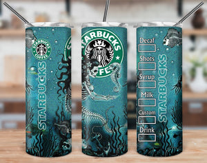 Starbucks skeleton mermaid- 20oz stainless steel sublimated Tumbler