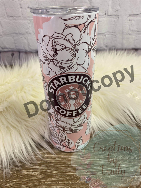 Floral drawn Starbucks - 20oz stainless steel sublimated Tumbler