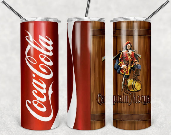 Coca Cola captain Morgan rum split- 20oz stainless steel Tumbler